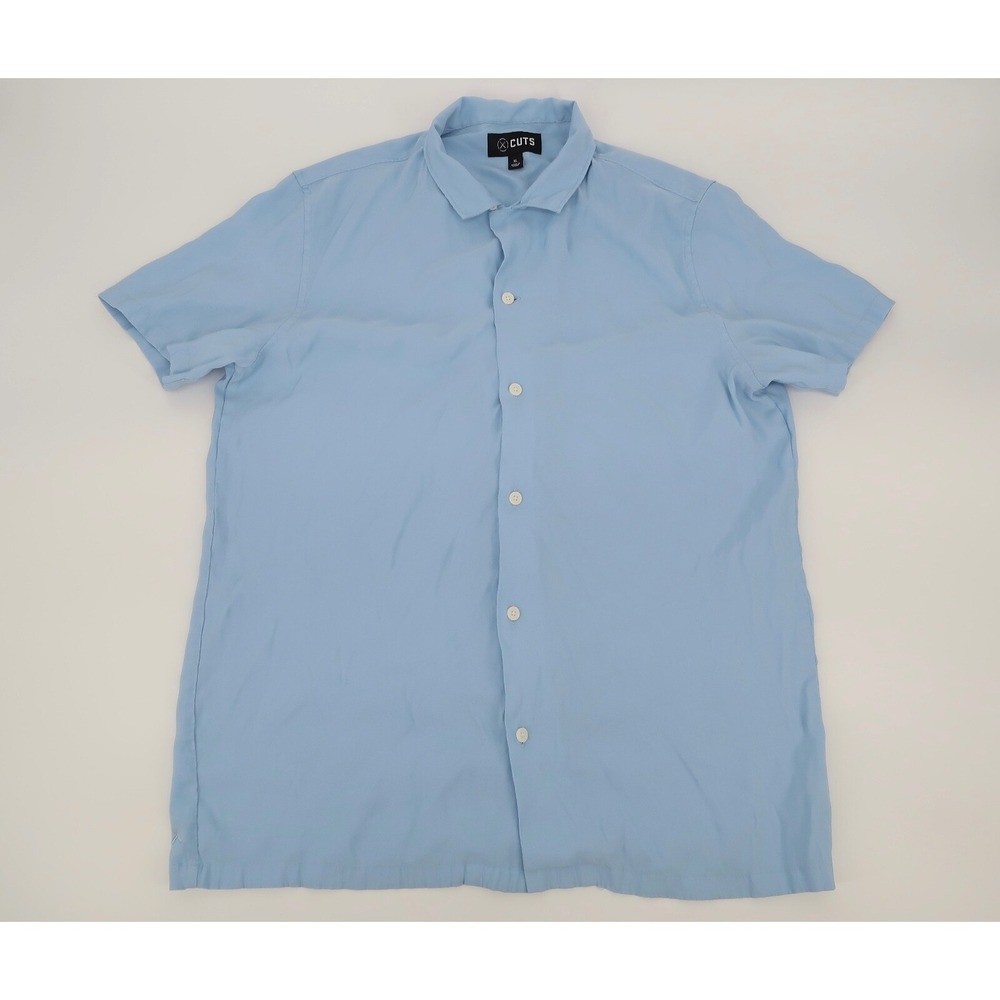 Cuts Clothing Mens XL Blue Chileno Camp Collar Hyperloop Shirt Relaxed